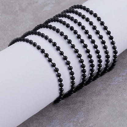 Jishi Steel Ball Chain Bead Dog Tag Chain Beaded Necklace Chains for Jewelry Making Bracelet Military Crafts, Silver Metal Pull Chain Small Ball Bead Chain Roll w/20 Connectors (Black, 33ft 2.4mm)