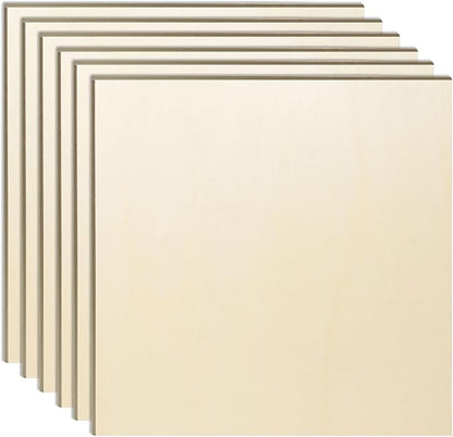 6 Pack 16 x 16 x 1/4 Inch-6mm Thick Basswood Sheets for Crafts Unfinished Plywood Sheets Boards Square Crafts Wood Sheets for DIY Laser Projects, Wood Burning, Engraving, Staining, Architectural Model