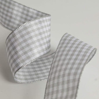 Gingham Ribbon - 25 Yards Each Roll, 100% Polyester (1", Gray Gingham)