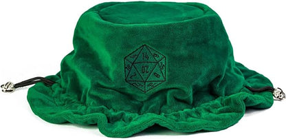 Large Dice Bags D&D with Pockets Green Storage Bag D20 Logo for DND RPG Game Dices - Capacity 200+ Dice