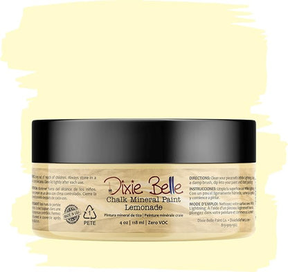 Dixie Belle Paint Company Chalk Finish Furniture Paint - Lemonade (4oz) - Matte Pale Yellow Chic Chalk Mineral DIY Furniture Paint
