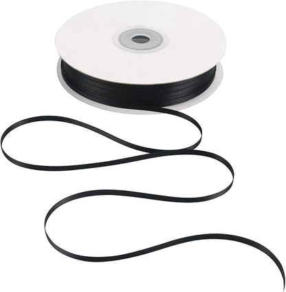 HUIHUANG Solid Color Satin Ribbon 1/8 inch x 100 Yards Roll Ribbon Thin Black Satin Ribbon for Crafts Sewing Gift Wrapping DIY Bows (Black)
