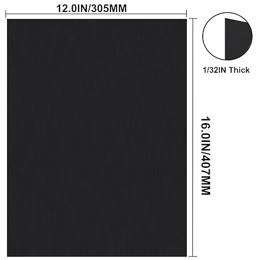 Anodized Aluminum Sheet Metal 12 x 16 x 1/32 Inch Black Metal Plates for Laser Engraving, 0.8MM Thin Decorative Sheets for Crafting, House Decoration