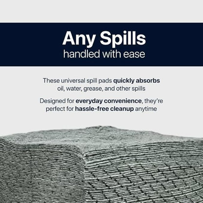 CTRL+Z Absorbent Pads - 15"x18" Maximum Absorption Universal Spill Mat - Fast Cleanup for Industrial Use - 100 Pack