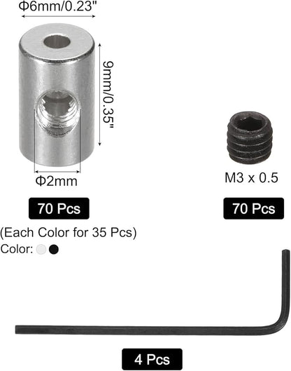 MECCANIXITY 70 Pcs Metal Locking Pin Backs, Locking Pin Keepers Clasp 9mm(H) with 4 Wrench Replacement in Storage Case for Badge, Brooch, Black, Silver Tone