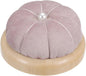 HARFINGTON Wooden Base Pin Cushion Japanese Style Cute Needle Holder Pincushions Round for Sewing Quilting Needlework DIY Crafts, Pink