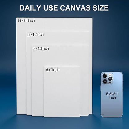 Canvas Panels 12x16 Inch 12-Pack, 10 oz Primed 100% Cotton Canvases for Painting, White Blank Flat Canvas Board for Oil Acrylics Watercolor Tempera Paints