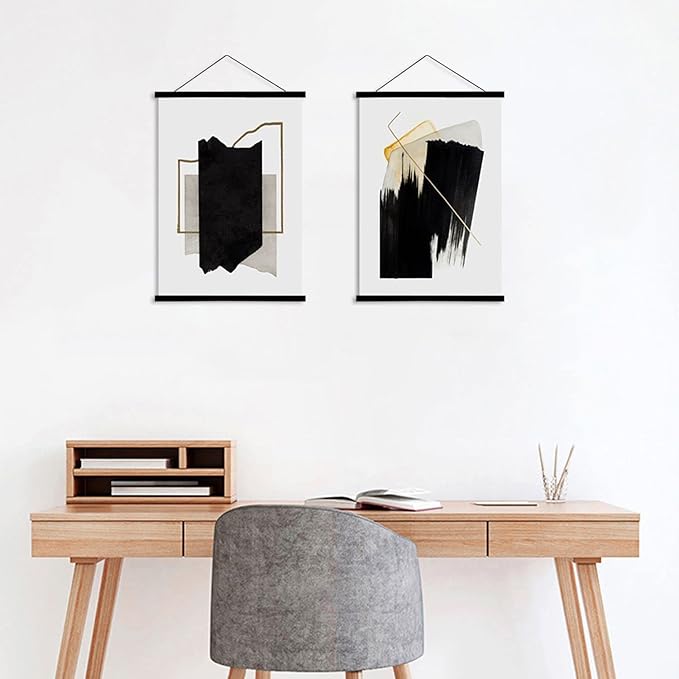 WITCOLOR 32" Wide Magnetic Poster Hanger Frame - 32x24 32x45 32x40 Wooden Poster Frame, Solid Black Wood, Strong Magnets for Easy Hanging Posters Maps Pictures Canvas Scrolls Print Wall Art