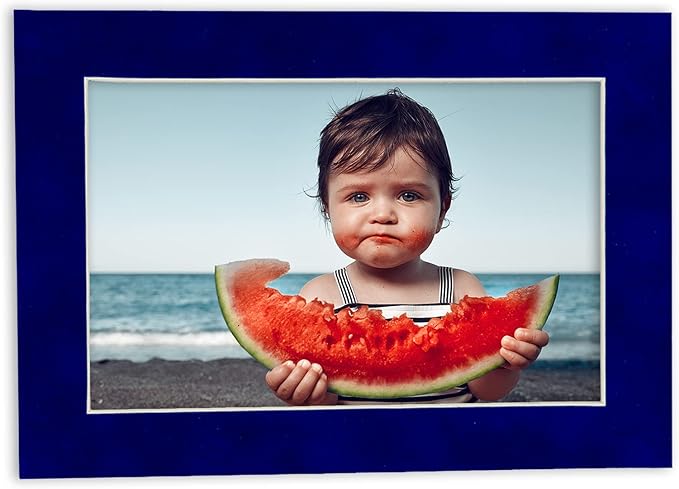 Pack of 25 Acid Free 8x10 Mats Bevel Cut for 6x8 Photos - Royal Blue Suede Precut Matboards With Backing Boards and Clear Photo Mat Bags For Pictures, Photos, Framing - 4-ply Thickness
