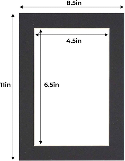 5x7 Mat for 8.5x11 Frame - Precut Mat Board Acid-Free Black 5x7 Photo Matte Made to Fit a 8.5x11 Picture Frame, Premium Matboard for Family Photos, Show Kits, Art, Picture Framing, Pack of 1 Mat