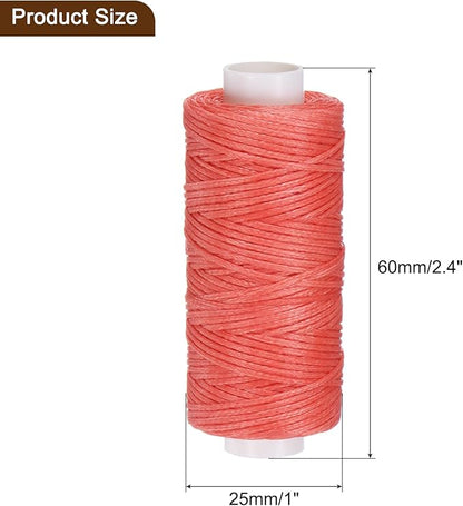 uxcell Leather Sewing Waxed Thread, 55 Yards / 50m 0.8mm 150D Flat Polyester All-Purpose Threads for Leather Crafts, Bookbinding, Dark Pink