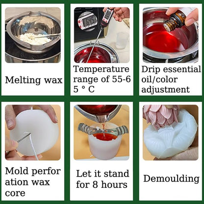 3D Lotus Candle Molds for Candle Making Supplies Flower Silicone Mold for Scented Candles Soap Making DIY Plaster Aromatherapy Candles Home Decor Floral Silicone Molds for Resin Epoxy Cement Gypsum