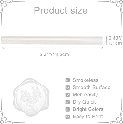 Yoption 15 Pieces Pearl White Glue Gun Sealing Wax Sticks for Wax Seal Stamp, Great for Wedding Invitations, Envelopes, Cards, Christmas Gift Ideas, Wine Packages
