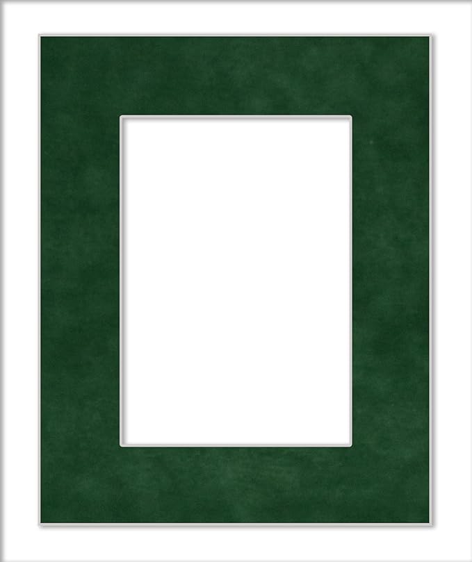 Poster Palooza 11x14 Mat Bevel Cut for 8.5x11 Photos - Acid Free Green Suede Precut Matboard - For Pictures, Photos, Framing - 4-ply Thickness