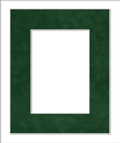 8x10 Mat Bevel Cut for 6x8 Photos - Acid Free Green Suede Precut Matboard - For Pictures, Photos, Framing - 4-ply Thickness