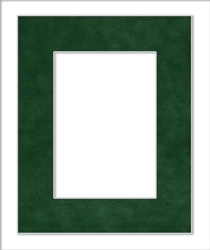 Pack of TEN 11x14 Mats Bevel Cut for 8.5x11 Photos - Acid Free Green Suede Precut Matboards For Pictures, Photos, Framing - 4-ply Thickness
