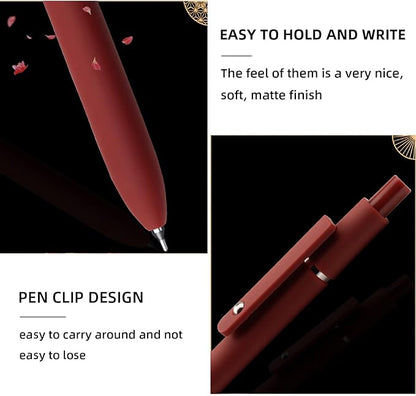 Gel Pens, 5 Pcs 0.5mm Fine Point Smooth Writing Pens Cute Pens, High-End Series Black Ink Pens for Journaling Note Taking, School Office Supplies for Women Men (5 Pcs Vintage)