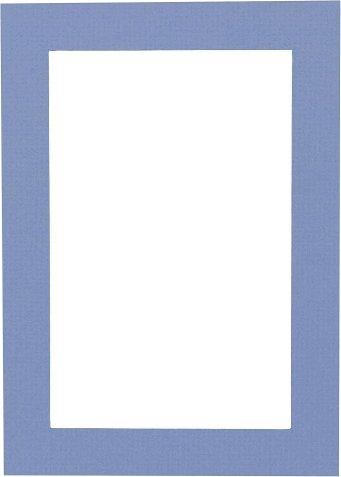 Pack of 25 Acid Free 8x10 Mats Bevel Cut for 6x8 Photos - Brittany Blue Precut Matboards With Backing Boards and Clear Photo Mat Bags For Pictures, Photos, Framing - 4-ply Thickness