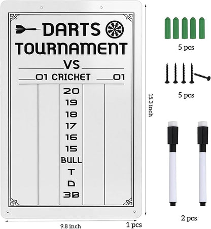 Dart Scoreboard-Dry Erase Scoreboard for Cricket and 01 Games, Dart Board Accessories with 2 Dry Erase Makers(15.3 x 9.8 inches)