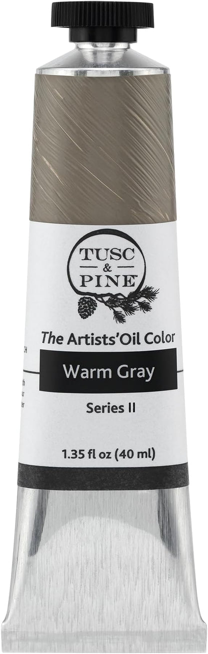 Tusc & Pine Artist Oil Paint - Warm Grey, 40 ml, Non-Yellowing, Rich & Creamy Consistency, Maximum Pigment Load, Small Batch Milled Oil Paints Made in the USA for Professional Artists