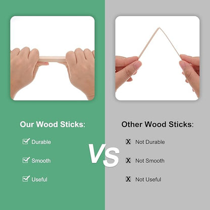 10-Pack Wood Square Dowel Rods, 25/64 x 12 Inch Unfinished Wooden Square Dowel Rod, Hardwood Square Dowel Sticks for Crafts/DIY Projects/Models Making [Wood Color]