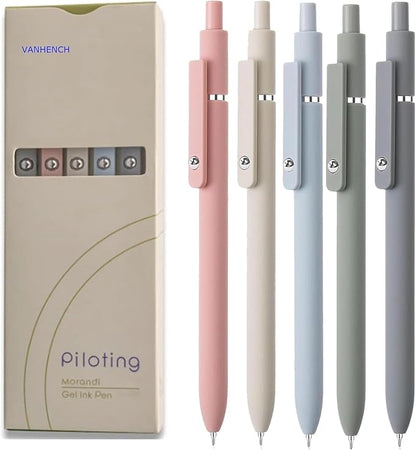 Vanhench 5Pcs Gel Pens, Black Ink Pen Fine Point Smooth Writing Pen, Aesthetic Pens for Journaling Note Taking, Teacher Gifts for Women, Teacher Supplies, Preppy Stuff