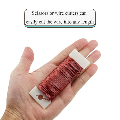 HAHIYO 22Gauge Red Color Metal Floral Wire - 3 Rolls, 115 Yards (345 Feet) - Flexible Paddle Wire for Craft, Christmas Wreath, Flower Arrangement, Bouquet Wrapping, Wedding, DIY