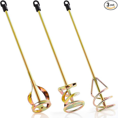 Set of 3 Paint Mixer for Drill Epoxy Resin, Mud, Cement Blades, Paint Stirrer, 15.7" Mixing Paddles and 2.3" Mixing Impeller(Gold)
