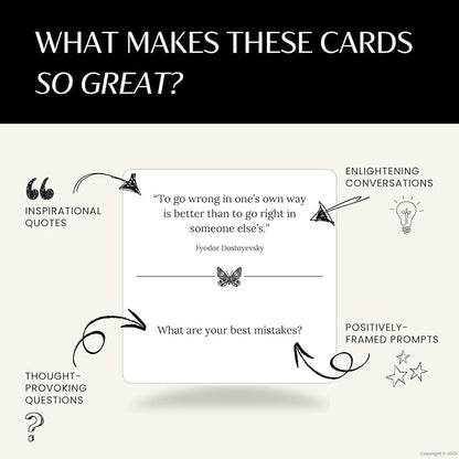 Conversation Cards – 54 Inspiring Quotes Paired with Questions to Spark Honest, Fun & Meaningful Conversations for Couples, Families & Friends