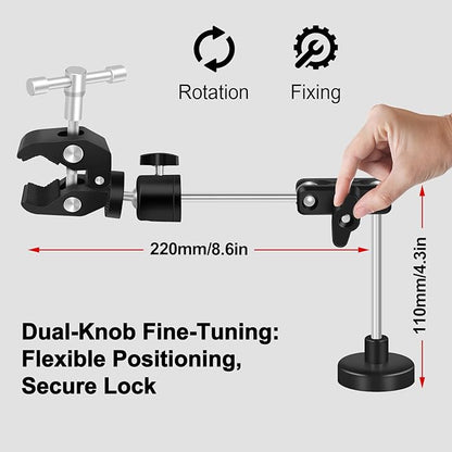 Helping Hands Soldering Magnetic Soldering Clamp with 2.16-inch Jaw Opening, Super Clamp with 1/4 and 3/8 Thread, Flexible Articulating Arms with Clamps, Magnetic PCB Clip for Repairing DIY Work