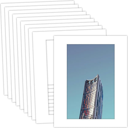 MBC MAT BOARD CENTER, 10 Pack 16x20 for 11x17 White Picture Mats Frame Mattes, Bevel Cut, Acid Free, 4-ply Thickness