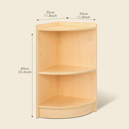 OOOK Wood Corner Cabinet, 2-Tier Toy Organizers and Storage, Montessori Shelf for Kids Room, Playroom, Nursery, Classroom, Kindergarten
