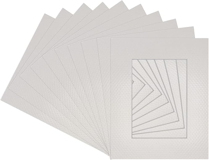 Pack of 25 Acid Free 11x14 Mats Bevel Cut for 8.5x11 Photos - Golf Ball Texture Precut Matboards for Pictures, Photos, Framing - 4-ply Thickness