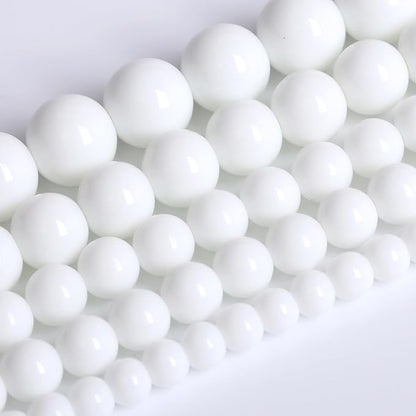 12MM Natural Stone White Porcelain Agate Beads Round Loose Stone Beads for Jewelry and Bracelets Making 32pcs 1 Strands 15"