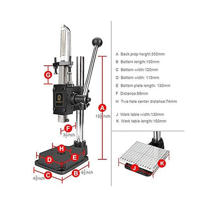 Leather Hole Puncher Hand Punching Machine Manual Press Puncher Punch Tools for DIY Craft (with Chuck, PP Plate and Aluminum Plate) (Style D)