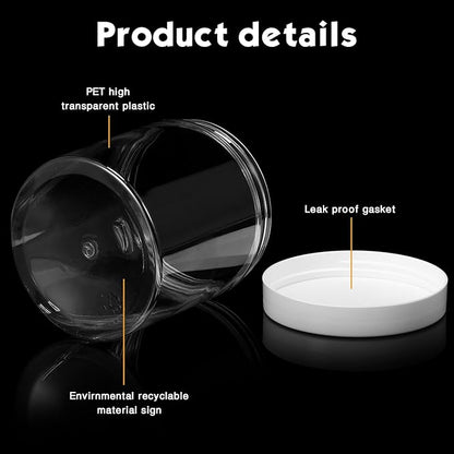 SATINIOR 12 Pack 16 oz Plastic Container Jars with Lids Round Clear Travel Cosmetic Container Slime Jars for Toiletries, Lotion, Cream, Ointments, Makeup, Rhinestone, Samples, Kitchen Storage(White)