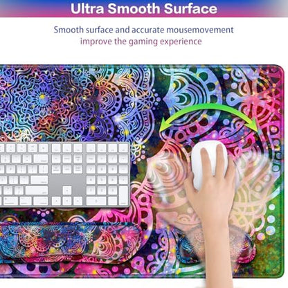 Mouse Pad with Wrist Rest, 4-in-1 Large Mousepad Keyboard - Image 4