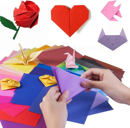 Opret Origami Paper 6x6 inch, 100 Sheets Origami Paper 50 Vivid Colors 15x15 cm Single Sided for Kids Arts and Crafts Projects