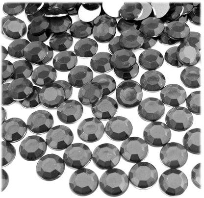 The Crafts Outlet 144pc Flatback Acrylic Rhinestones Round 10mm - Charcoal Gray