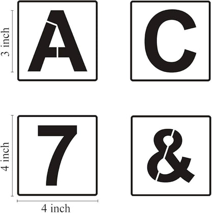 Alphabet Letter and Number Stencils 4 Inch - 40 Pack Letters and Numbers Stencil Templates with Signs for Painting on Wood, Reusable Number and Letter Stencils for Chalkboard Signs & Wood Wall Art