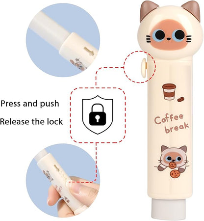 4PCS Cute Retractable Cat Pencil Eraser, Cute Cartoon Cat Pencil Erasers in Four Colors,Suitable for School Home Office Supplies