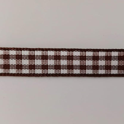 Brown Gingham Ribbon 25 Yards Christmas Ribbon for Crafts Plaid Checked Ribbon 100% Polyester (3/8", Brown)
