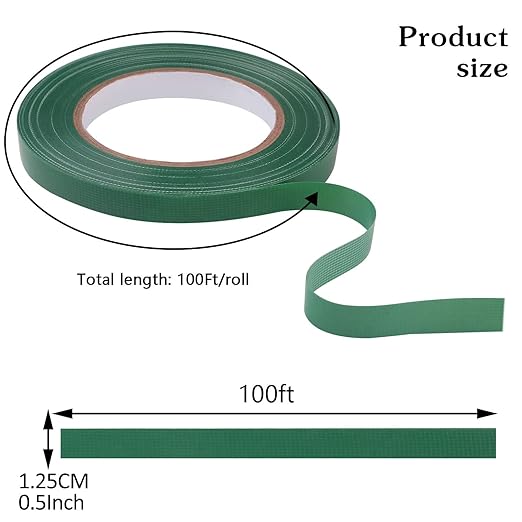 Prudiut Floral Tape Green Waterproof Flower Tape, 1/2" Wide Adhesive Florist Tape for Bouquet Wrap Floral Crafts (100Ft/33.4 Yd)