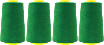 Mandala Crafts 4 Pack of Serger Threads Cones Spools - 40S/2 24000 Yards Polyester Forest Green Threads for Sergers Machine and Overlock Quilting Sewing Machine