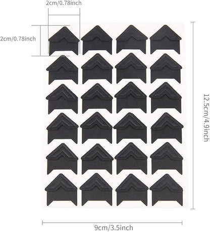 GOONAVI 15 Sheets 360 Pcs Black Acid-Free Photo Corners Mounting Self Adhesive for DIY Photo Album Journal