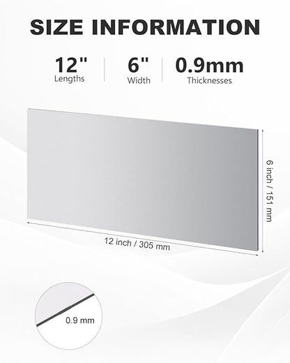 4 Pcs 20 Gauge Steel Sheet Metal 12" x 6" Cold Rolled Steel Plate Sheet Metal Weldable for DIY Projects, Industrial, Professional