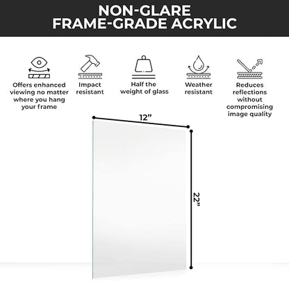 Replacement Non-Glare Acrylic Plexiglass | for 12x22 Picture Frame, Replacement Plexiglass for 12x22 Photo Frame, UV-Resistant Non-Glare Acrylic Cover Sheet