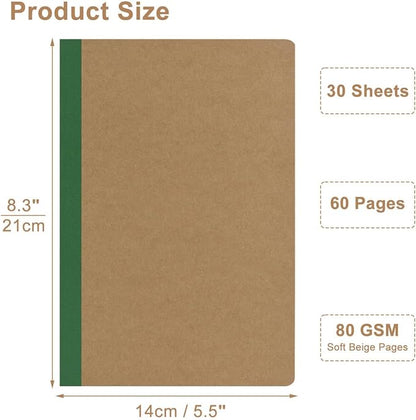 ZCZN Composition Notebooks Bulk, A5 Kraft Cover Lined Journals with Rainbow Spines for School, Business, Work and Daliy Use (24, 8 colors)