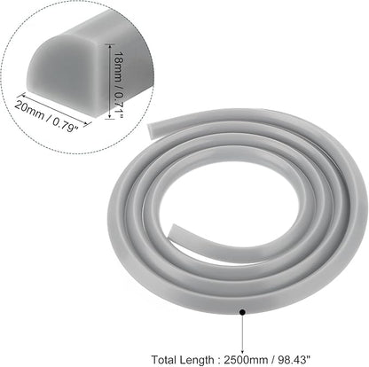 uxcell Flexible Molding Trim, 98 Inch Flexible Quarter Round Molding Silicone Peel and Stick Trim Self Adhesive Shower Water Barrier for Corner Decor Bathroom Kitchen, Grey