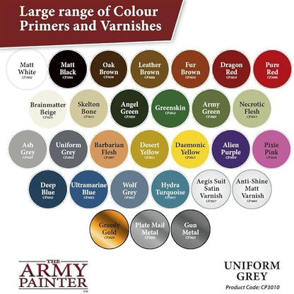 The Army Painter, Colour Primer: Uniform Grey, 400ml, 13.5oz - Acrylic Spray Undercoat for Miniature Painting - Spray Primer for Plastic Miniatures